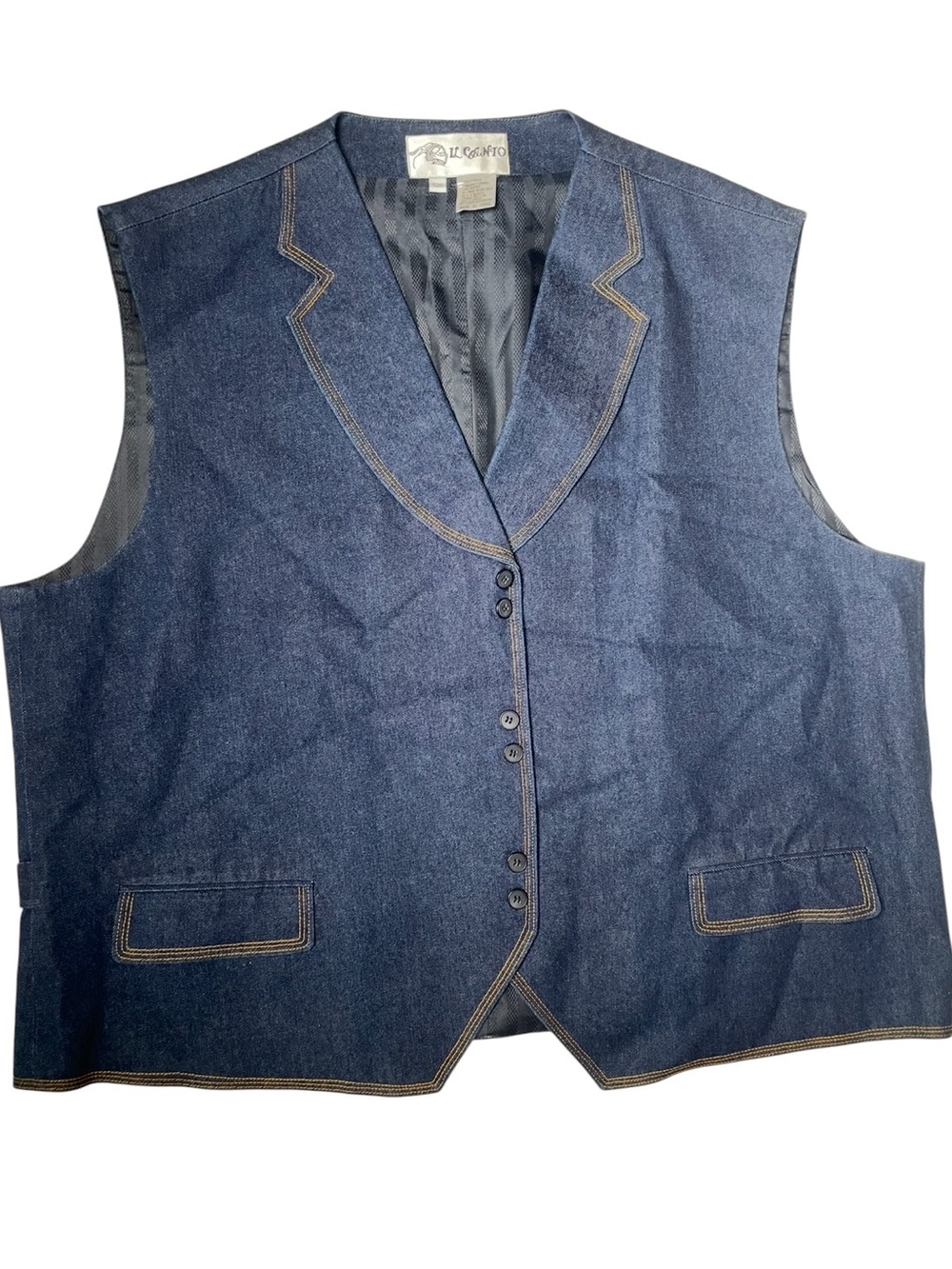 Il Canto Denim Vest in Deep Indigo